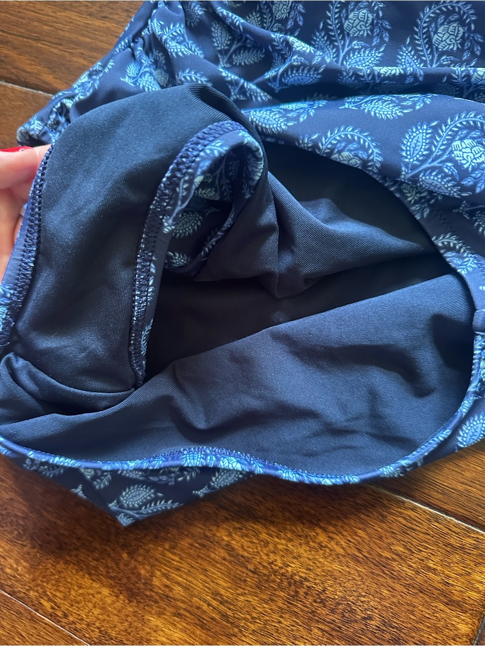 J. Crew Navy Blue Patterned One-Shoulder Swimsuit - Picture 7 of 7